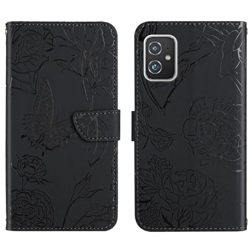 Compatible with Asus Zenfone 8 5G ZS590KS Cover,Compatible with Asus Zenfone 8 5G ZS590KS Flip Kickstand PU Leather Wallet Phone Case Black