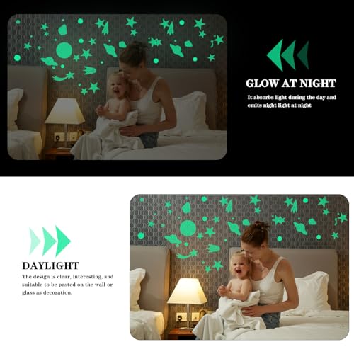 Pegatinas fluorescentes de estrellas y luna para pared, 20 cm miniatura 3