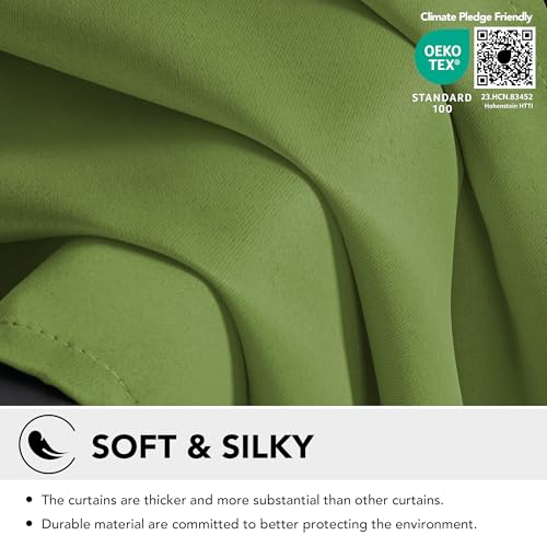 Image of Deconovo Curtains Green Super Soft Solid Thermal Insulated Eyelet Bedroom Blackout Curtains for Boys 46 x 54 Inch Green 1 Pair