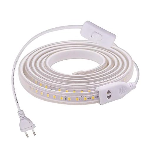 XUNATA 3m Actualizado 220V 2835 Tira LED con Interruptor, 120 LEDs/m Luces Blanco frio, IP67 Impermeable, Escalera de Techo Blancas Tira de LED Cocina Lights