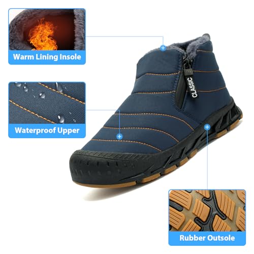 Men's Waterproof Snow Boots Warm Winter Boots Fur Lined Booties Non-Slip Lightweight Winter Shoes3