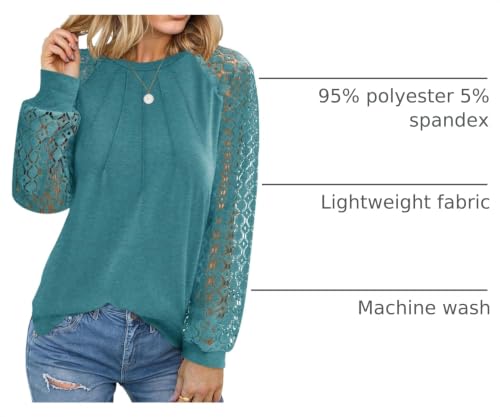 Image of HOTOUCH Women's Lace Long Sleeve Spring Dressy Casual Business Work Trendy Shirts