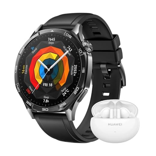 HUAWEI WATCH GT 5 46mm Smartwatch, All-new Running and Cycling Sports, Health Tracking, up to 14 Days Battery Life, Compatible with iOS and Android+FreeBuds 5i, Black