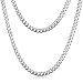 Produktbild Amberta 925 Sterling Silber Halskette für Herren - Rhodiniert - Flache Panzerkette 3.7 mm  50 cm