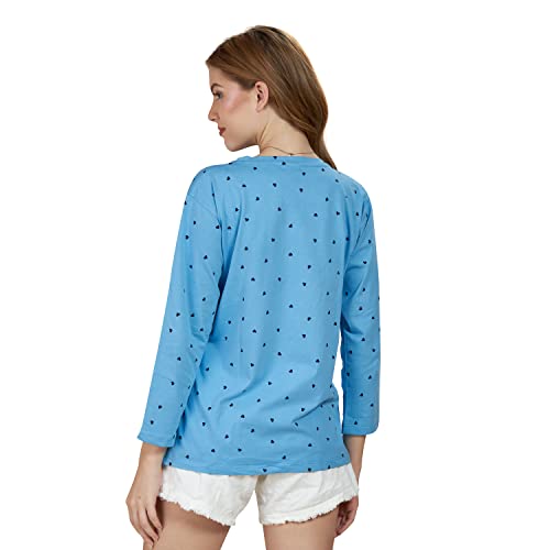 Image of WEET Women Cotton Round Neck 3 /4 Sleeve Regular Fit Tshirt