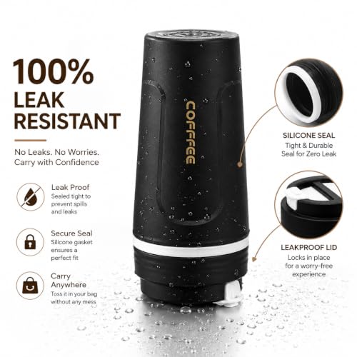 Image of Kitchivo Multipurpose Insulated Travel Mug - 350ml | Double Wall Stainless Steel Flask for Coffee, Tea & Milk | 100% Leak-Proof | Keeps Hot & Cold for Hours | Car Friendly (Black)