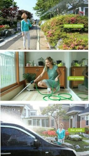 Image of Expandable Garden Hose Pipe,Flexible Stretch Magic Water Hose with 8-Pattern Spray Nozzle,Leak-Proof Retractable Heavy Duty Expanding Hosepipes for Garden 7.5 mtr /25 feet