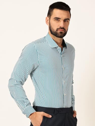 Image of Thomas Scott Men's | Stripes | Full Sleeve | Slim Fit | 100% Cotton | Cutaway | Formal Shirt