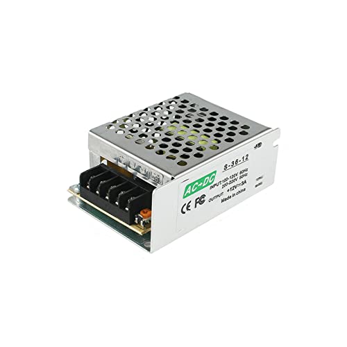 GALYGG 12V 3A Power Supply, 36W LED Driver Universal Regulated Transformer Adapter AC 110V-220V to DC 12V Low Voltage Output for LED Light, Radio, Computer Project