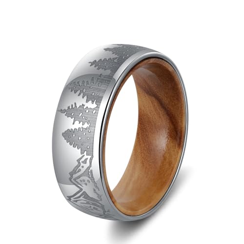 Alliance homme en bois et acier noir de 8 mm le cadeau idéal de mariage