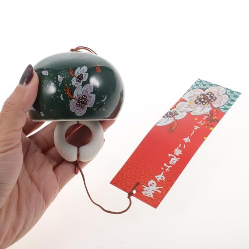 Carillón de viento japonés de cerámica verde para decoración exterior 5