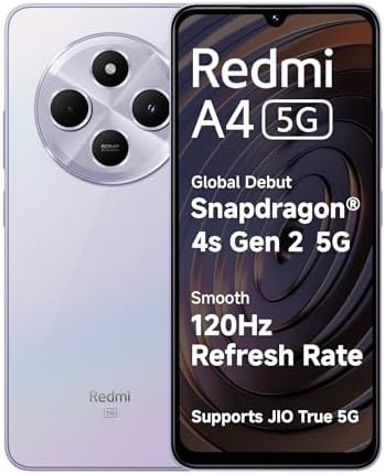 Redmi A4 5G (Sparkle Purple, 4GB RAM, 64GB Storage) | Segment Largest 6.88in 120Hz | 50MP Dual Camera | 18W Fast Charging | Charger in the Box
