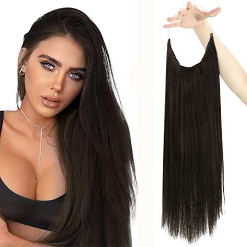 Sunny 12inch Invisible Halo Hair Extensions Color Darkest Brown #2 No Clip No Glue Remy Human Hair Extensions 80g 12" Width