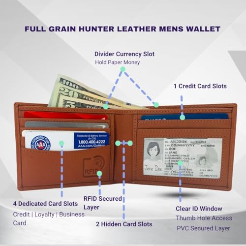 XALORA Men's Slim Bifold Leather Wallet with RFID Blocking – Minimalist Front Pocket Wallet with ID Window – Thin, Stylish & Secure for Everyday Carry3