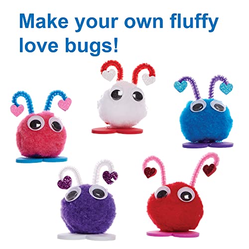 Baker Ross FX340 Love Heart Bug Pom Pom Decoration Kits - Pack of 10, Valentine's Craft Kit for Kids