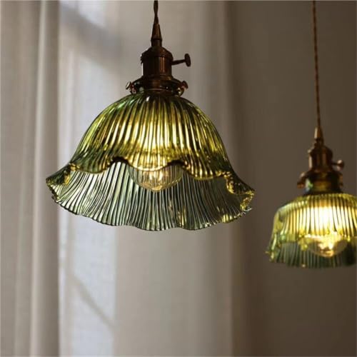 Lámparas colgantes de cristal art deco con acabado verde sofisticado 3
