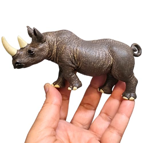 Image of FUNFOB Realistic Rhino Forest Animal Action Figure Toy Width-13cm for Kids & Adults PVC | Animal - Rhi no