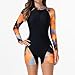 Floleo One Piece Swimsuits for Women Rash Guard Long Sleeve Zipper Swimsuit Athletic Boyleg Bathing Suit for Surfing Swimwear Black
