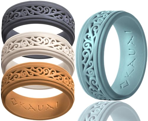 KAUAI Silicone Wedding Rings for Men. Elegant. Timeless. Leading Brand for Comfort & Design in Mens Bands. Active Crossfit Workout Gym Band. Classic Unisex Couples Ring