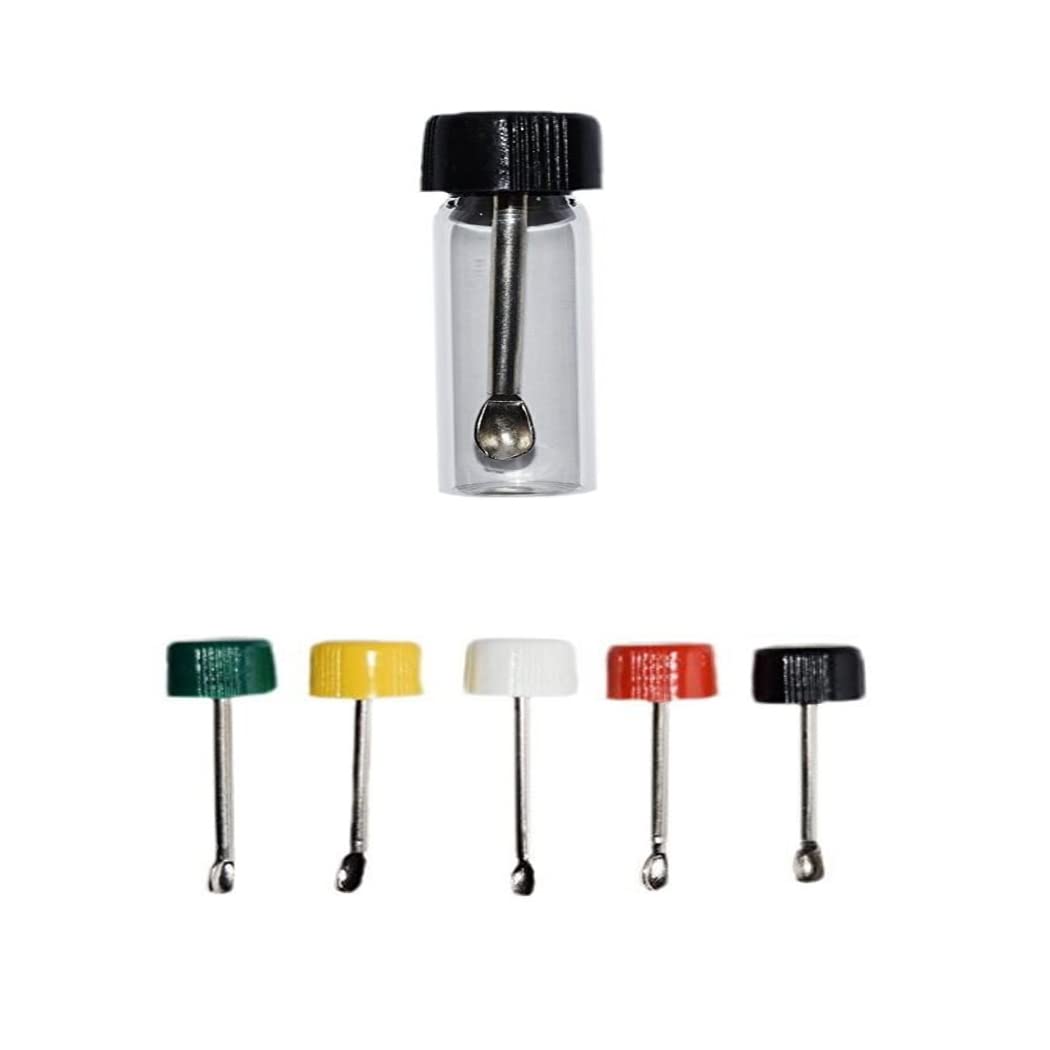 Fenny's Creations 3ml Mini Glass Bottles With Telescopic Expandable Spoon Small Funnel Colour Empty Vials,Spice Powder Tool with Spoon Glass Storage Bottle 6pcs