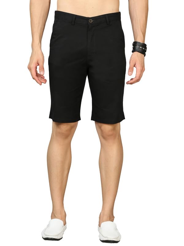 bushirt Pure Cotton Shorts Pant for Men, Solid Casual Summer Shorts for Mens, Above Knee Regular Fit with Side Pockets, Lightweight Breathable Shorts for Sportswear, Beach, Running & Everyday Use-picture-49