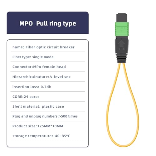 Image of 5pack MPO /APC 24-Core Single Mode Fiber Loopback, Pull Ring Design for High-Performance Network Testing and Maintenance