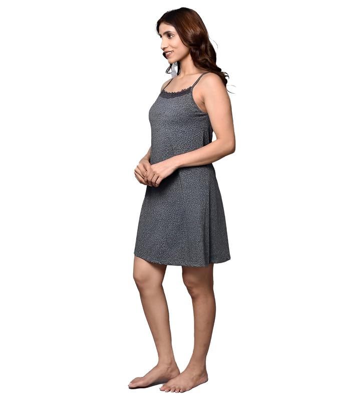 Image of Inner Sense Organic Cotton Nighty for Women Stylish I Above Knee Length Spaghetti with Scoop Neck Design I Adjustable Straps Camisole for Woman to Wear Solo or Layered