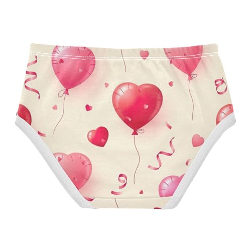 Pink Red Heart Balloons Girl Panties Cute Girls Underwear Toddler Cotton Personalized Kids Briefs Undies 2t2
