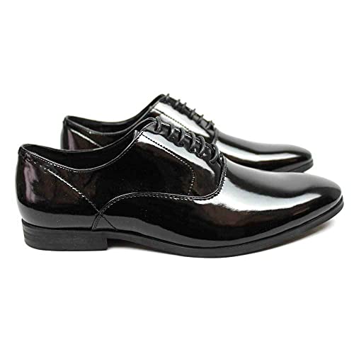 Men's Tuxedo Shoes Patent Leather Traditional Round Toe Lace Up Oxfords AZAR3