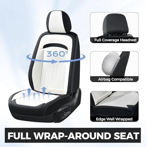 Image of FLORICH Car Seat Covers Full Set, Leather Seat Covers for Cars, Car Seat Protector Waterproof Breathable, Universal Automotive Seat Covers, Front and Rear Car Seat Cover Fit for Most SUV Pick-up Truck