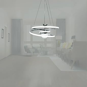 Chaos Model 3 Color LED Chandelier with Remote Control – Chrome Body, Adjustable Pendant Ceiling Lamp, Modern Stylish Lighting for Living Room, Living Room, Dining Area and Entrance [Energy Class A] [Energy Class A]