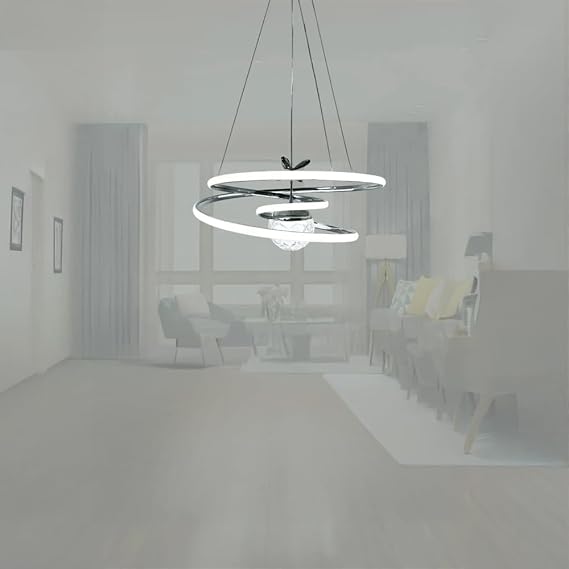 Chaos Model 3 Color LED Chandelier with Remote Control – Chrome Body, Adjustable Pendant Ceiling Lamp, Modern Stylish Lighting for Living Room, Living Room, Dining Area and Entrance [Energy Class A] [Energy Class A]