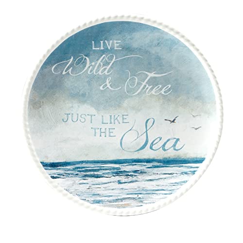 Unknown1-6-Canapeluncheon-Plates-Set-Of-4-X-075-Blue-Multi-Color-OffWhite-Coastal-Casual-Farmhouse-Round-Ceramic-Piece Unknown1 6 Canapeluncheon Plates Set Of 4 X 075 Blue Multi Color OffWhite Coastal Casual Farmhouse Round Ceramic Piece