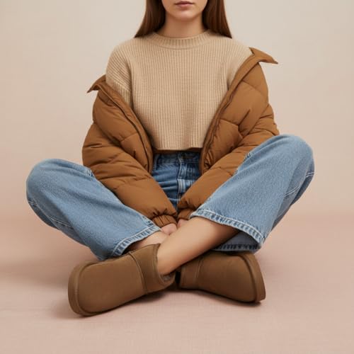 Image of CUSHIONAIRE Hip-3 Genuine Suede Leather Ankle Boots for Women - Pull On Cozy Faux Fur Boots Womens Shoes with Comfortable Memory Foam