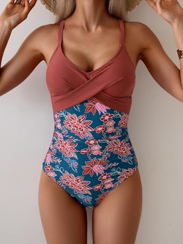 Image of B2prity Women's One Piece Swimsuit Tummy Control Front Cross Bathing Suit