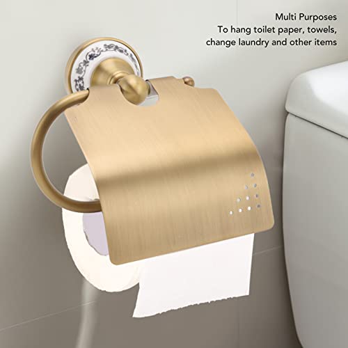 Paper Towel Holder, Toilet Paper Holder Wall Mount Toilet Paper Roll Holder with Cover Brass Bathroom Toilet Paper Holder for Home - Image 3