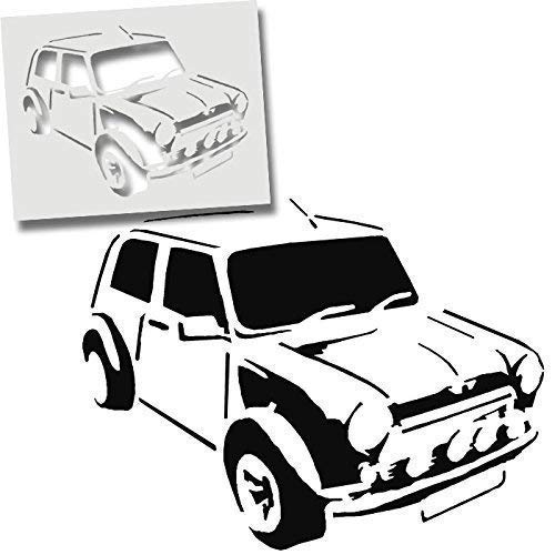 Mini Cooper Car Stencil, Home Decor, Art Craft Painting Printing - Paint Walls Fabrics Furniture - Reusable Washable (XS/ 11X14.5CM)