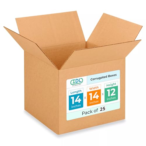 Medium Moving &amp; Shipping Boxes 14"L x 14"W x 12"H (25-Pack) - Extra Strength 200 lb vs Regular - Corrugated Easy-to-Recycle Cardboard Boxes - Corrugated Packaging Box - Moving Box by IDL Packaging