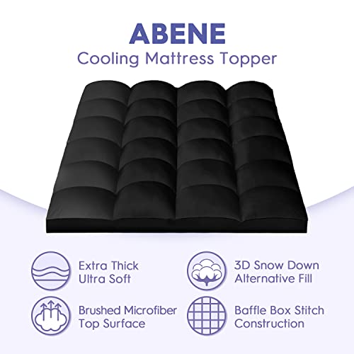 ABENE Mattress Topper for Back Pain Relief, Extra Thick Mattress Pad Pillowtop, Soft Mattress Protector Cover with 8"-21" Deep Pocket, Overfilled Down Alternative Filling (Black, California King)