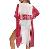 SEANATIVE Austrian Flag Kimonos Cover Up for Women Beach Flowy Dress Cover Ups Loose Sexy Swimsuit Bathing Suit Sheer Coverup Cardigan for Summer Swimwear Coverups