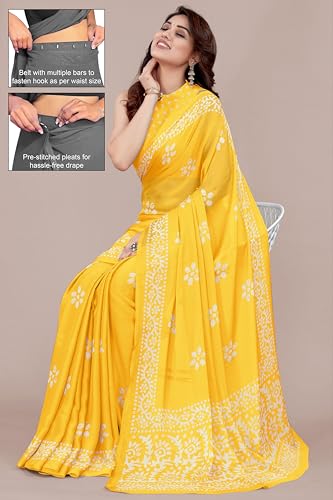 Image of MIRCHI FASHION Women's Ready to Wear 1 Minute Drape Chiffon Printed Saree with Blouse Piece