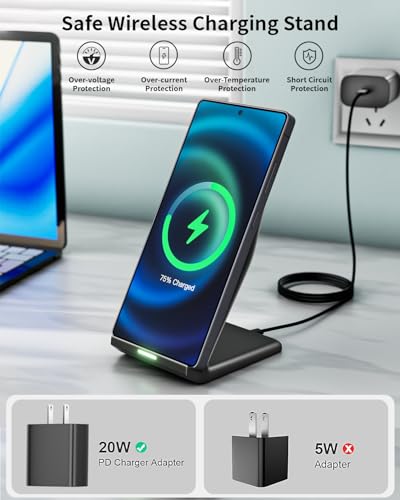 Image of Wireless Charger Stand for Samsung,15W Max Wireless Charging Stand Desk Charging Station Android Desk Charger for Samsung S26 /S25 Ultra /S24+ /S23 /S22 /S21 FE,iPhone Air /17e /17 Pro Max /16 Pro /15 /14 /13 /12