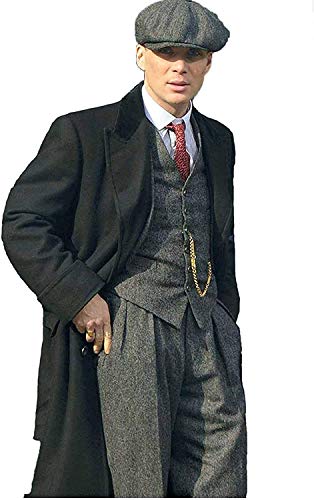 Herren Peaky Blinders Thomas Shelby Trenchcoat aus schwarzer Wolle, lang, Schwarz – Wolle – für Herren, S