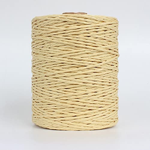 DUNGS 280 mètres de Fil de Paille de Raphia Naturel pour l'été tricoté à la Main Crochet Chapeau Sac à Main Coussin paniers matériel à Tricoter Fils...