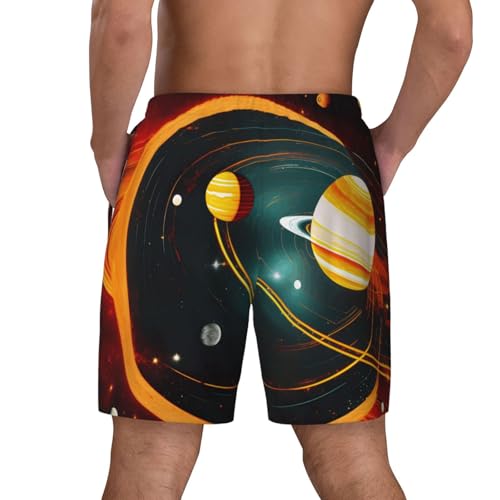 Solar System Jupiter Saturnshort Swim Trunks with Waist Rope and Two Side Pockets Beach Shorts Bathing Suits for Men4