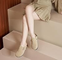 Meik Mangni Wildleder Clogs für Damen Herren Komfort Kartoffel Schuhe mit Arch Support Frauen aus Leder rutschfest Pantoletten mit Weiches Kork Fußbett,Khaki,Gr.43 EU – Ansicht 2