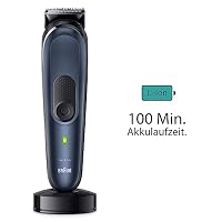 Braun All-In-One Trimmer-Set 7, 10-in-1 Multigroom, Barttrimmer, Nasenhaartrimmer, Haarschneidemaschine für Gesicht, Kopf und Körper, 100 Min. Akku, 14 Längen (3–21 mm), Wasserdicht, MGK7410, Blau – Ansicht 6