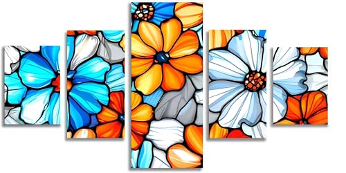 Diamond Painting 5 Pack Fleur Orange : Kit Complet Broderie Diamant pour Adulte 150x75cm