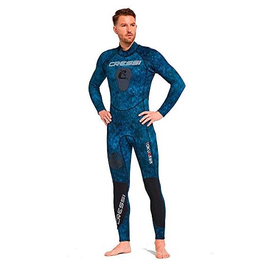 Cressi Men's Tokugawa Man Monopiece 3mm - Einteiliger Neoprenanzug aus 3 mm Camouflage-Neopren, Tarnung Blau