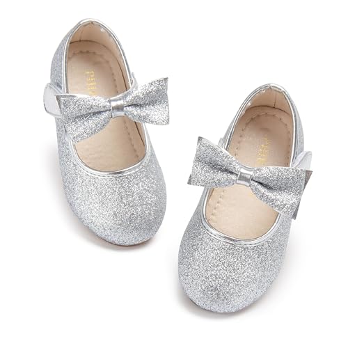 Image of PHIRAMIN Toddler Flower Girl Dress Shoes - Little Girl Mary Janes Flats Wedding